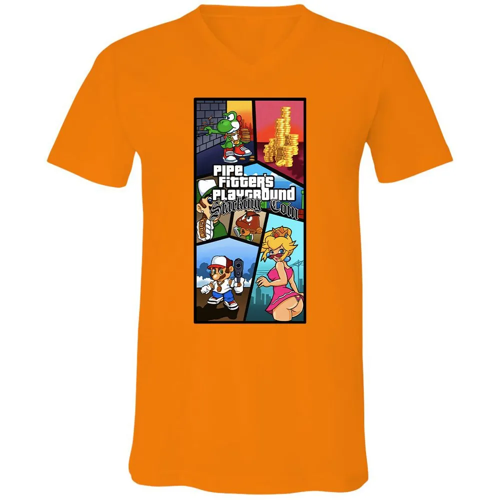 Unisex V-Neck T-Shirt - DYXCW3KN - Orange - 11
