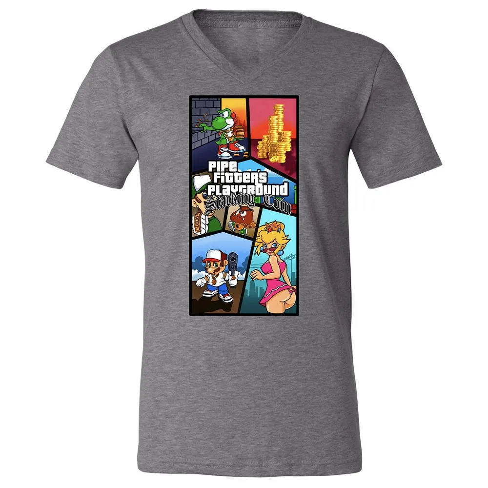 Unisex V-Neck T-Shirt - DYXCW3KN - Deep Heather - 13