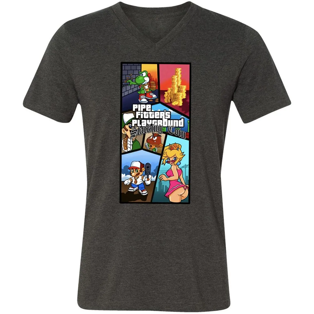 Unisex V-Neck T-Shirt - DYXCW3KN - Dark Grey Heather - 8