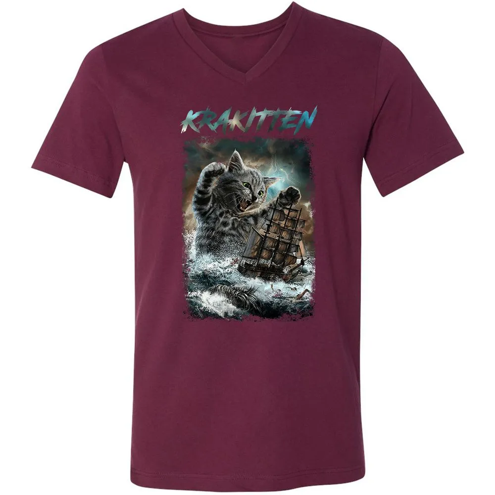 Unisex V-Neck T-Shirt - 2KDVBMXV - Maroon - 6