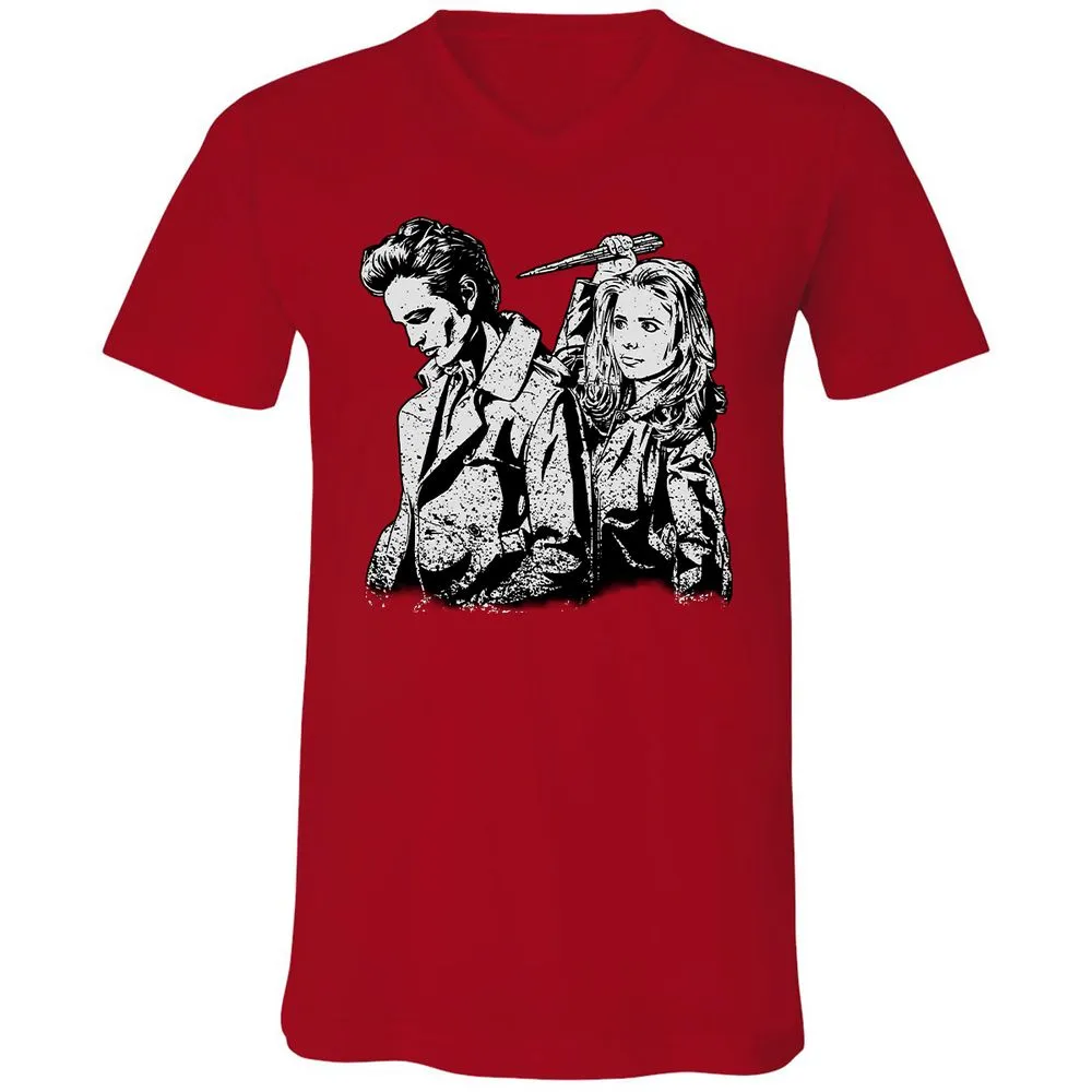 Unisex V-Neck T-Shirt - Y1GZSW33 - Red - 3