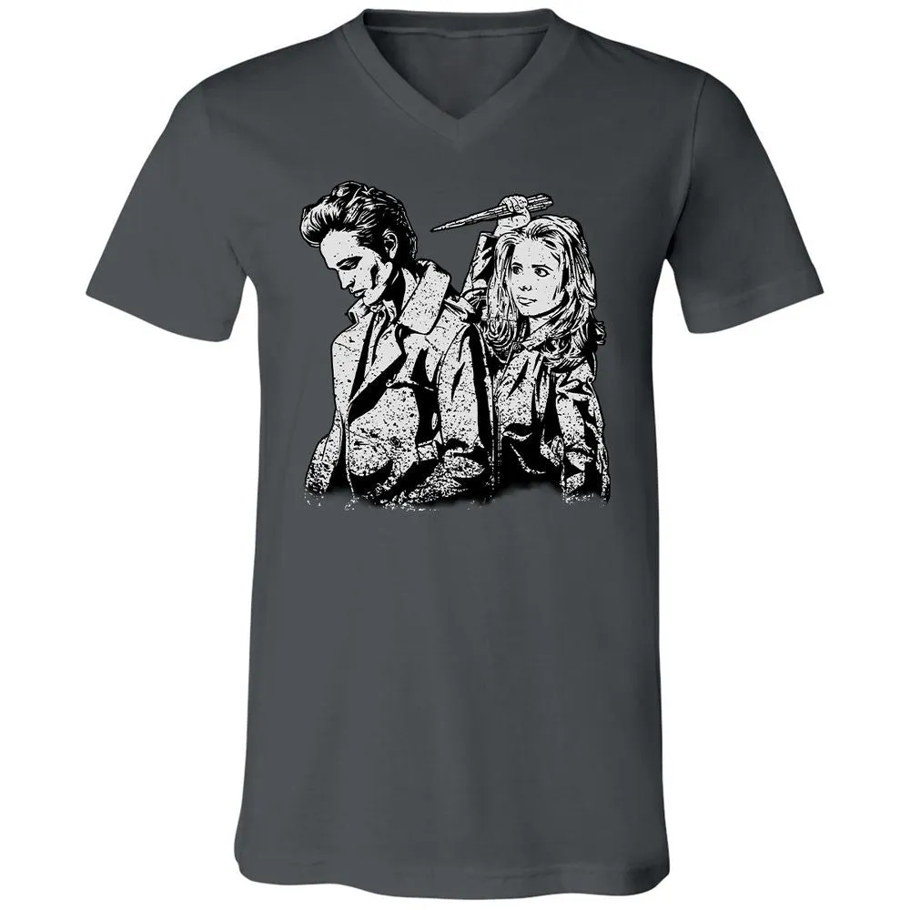 Unisex V-Neck T-Shirt - Y1GZSW33 - Asphalt - 12