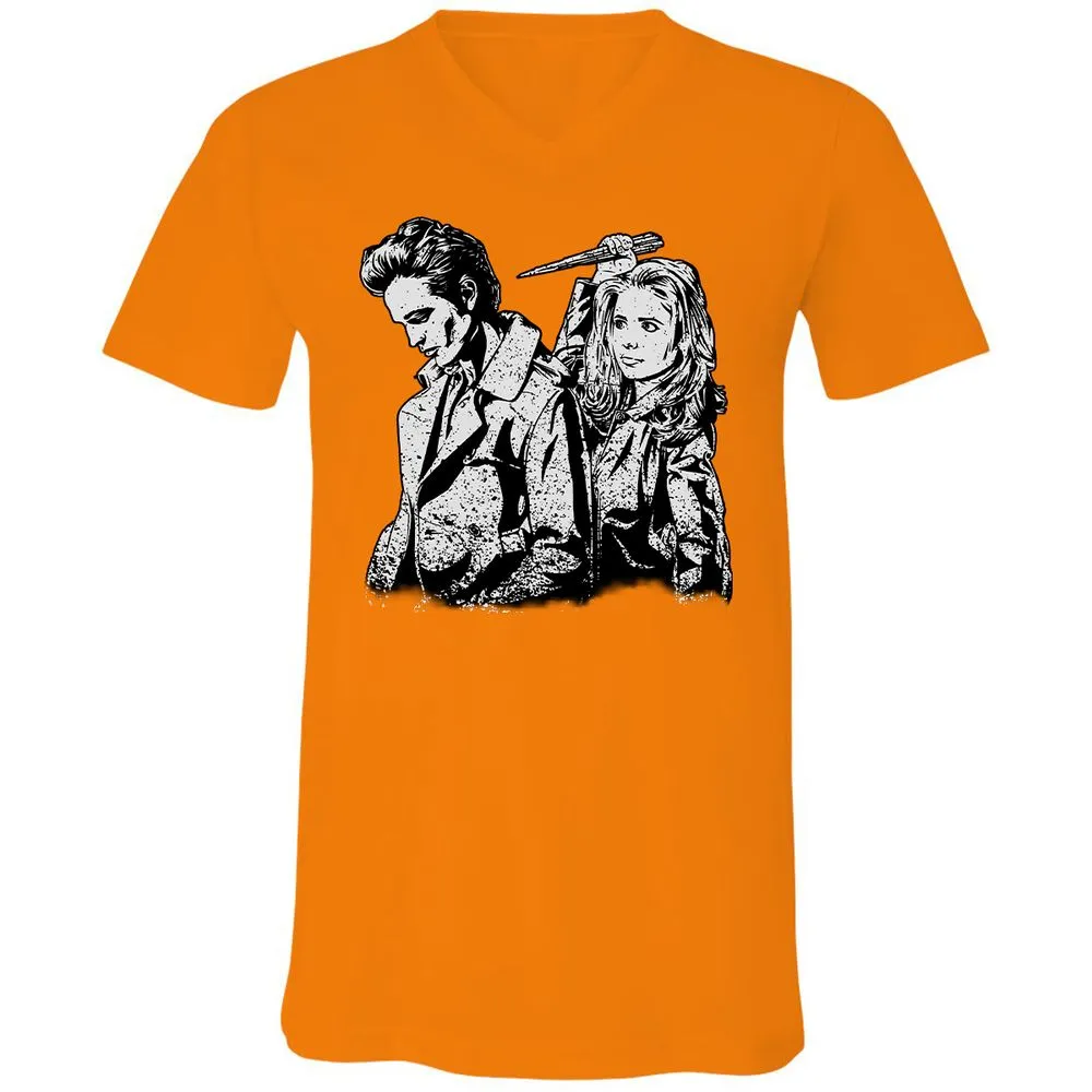 Unisex V-Neck T-Shirt - Y1GZSW33 - Orange - 11