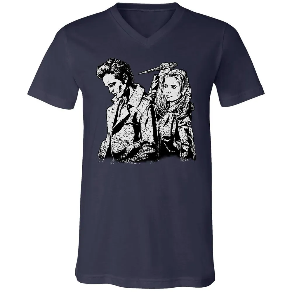 Unisex V-Neck T-Shirt - Y1GZSW33 - Navy - 2