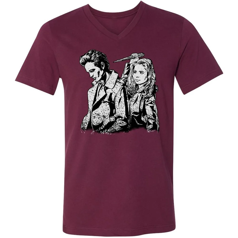 Unisex V-Neck T-Shirt - Y1GZSW33 - Maroon - 6