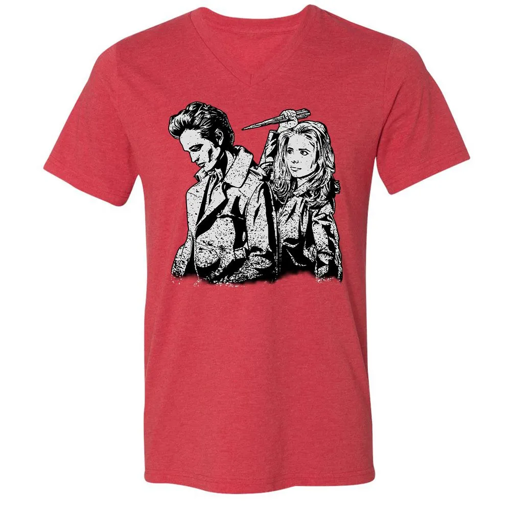 Unisex V-Neck T-Shirt - Y1GZSW33 - Heather Red - 16