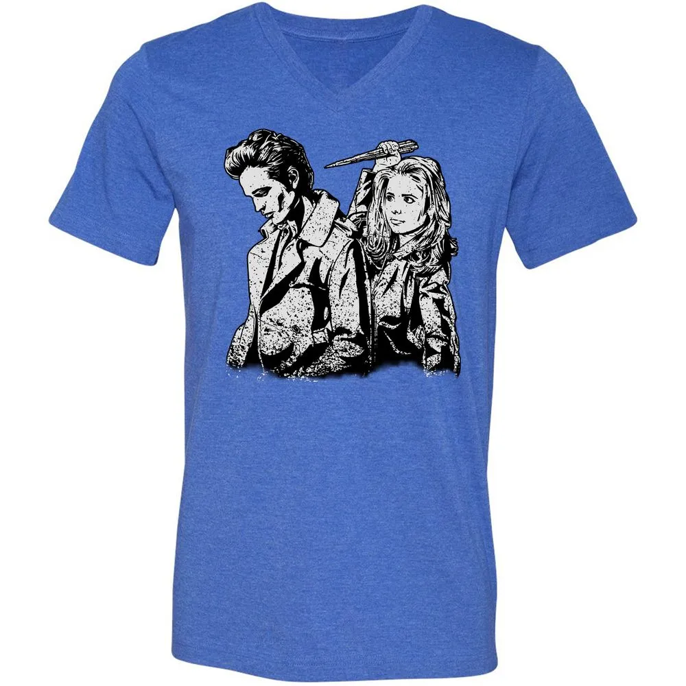 Unisex V-Neck T-Shirt - Y1GZSW33 - Heather True Royal - 14