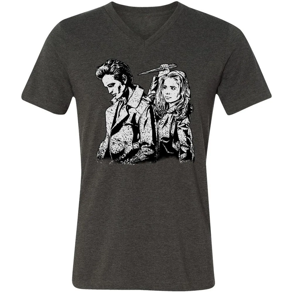 Unisex V-Neck T-Shirt - Y1GZSW33 - Dark Grey Heather - 8