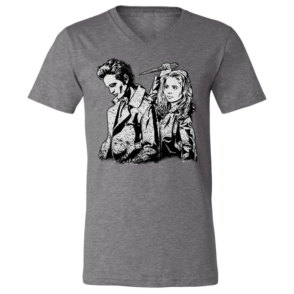 Unisex V-Neck T-Shirt - Y1GZSW33 - Deep Heather - 13
