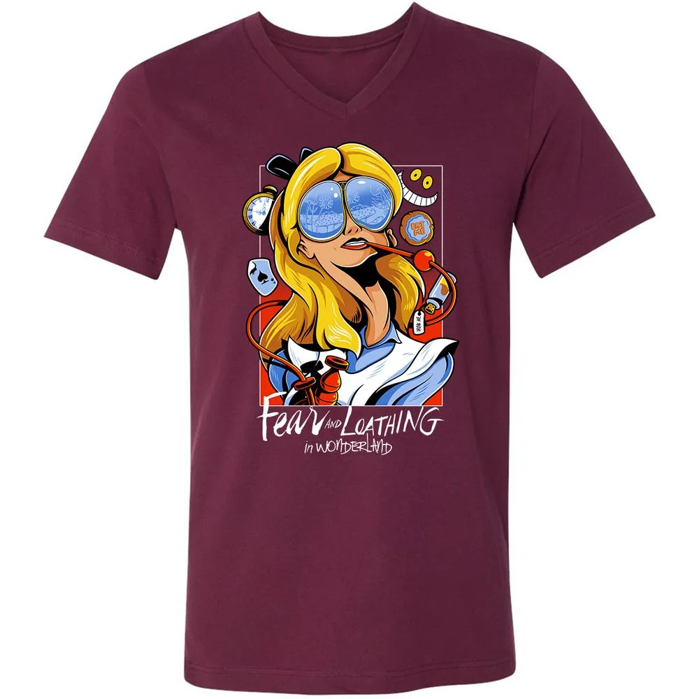 Unisex V-Neck T-Shirt - P7K7CRL8 - Maroon - 6