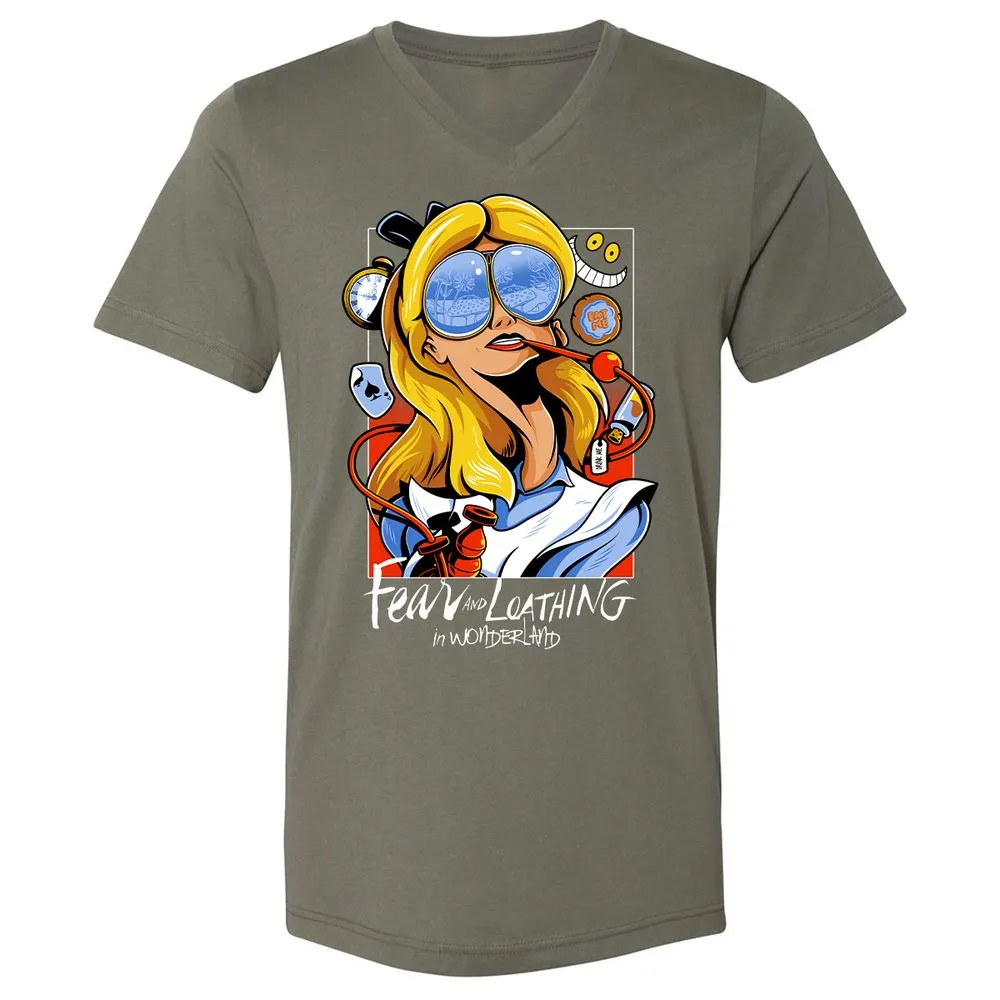 Unisex V-Neck T-Shirt - P7K7CRL8 - Military Green - 10