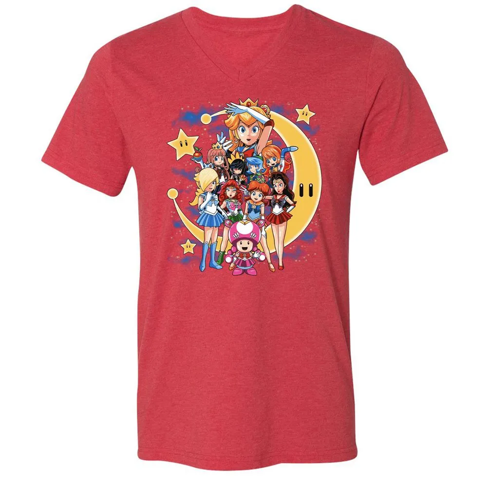 Unisex V-Neck T-Shirt - DWXWDT5J - Heather Red - 16