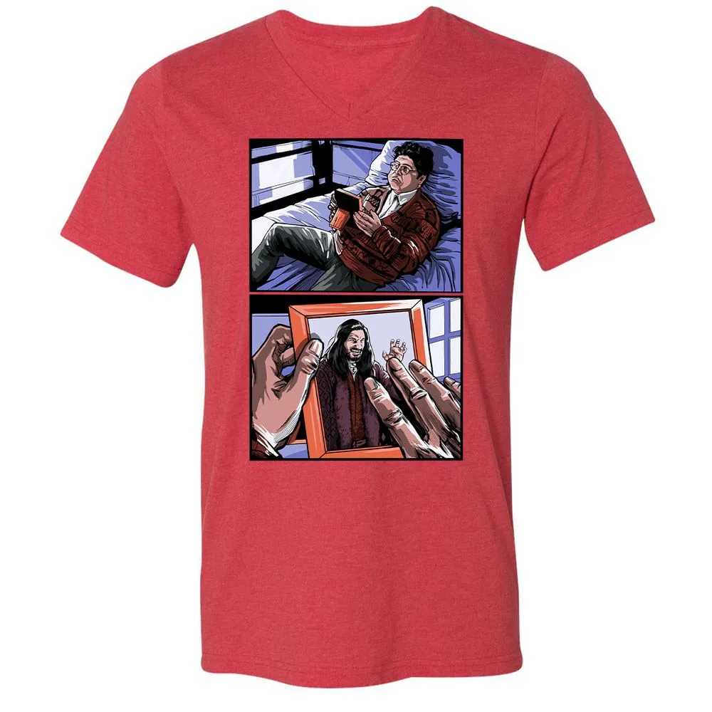 Unisex V-Neck T-Shirt - S8UEUXR5 - Heather Red - 16