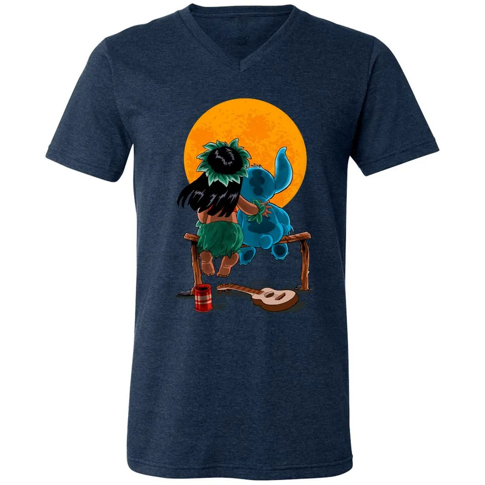 Unisex V-Neck T-Shirt - DC6H9N74 - Heather Navy - 15