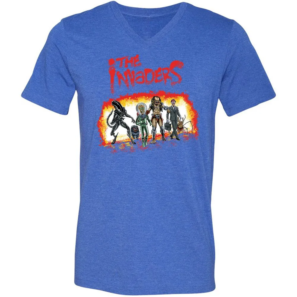 Unisex V-Neck T-Shirt - Y2T8TR4X - Heather True Royal - 14