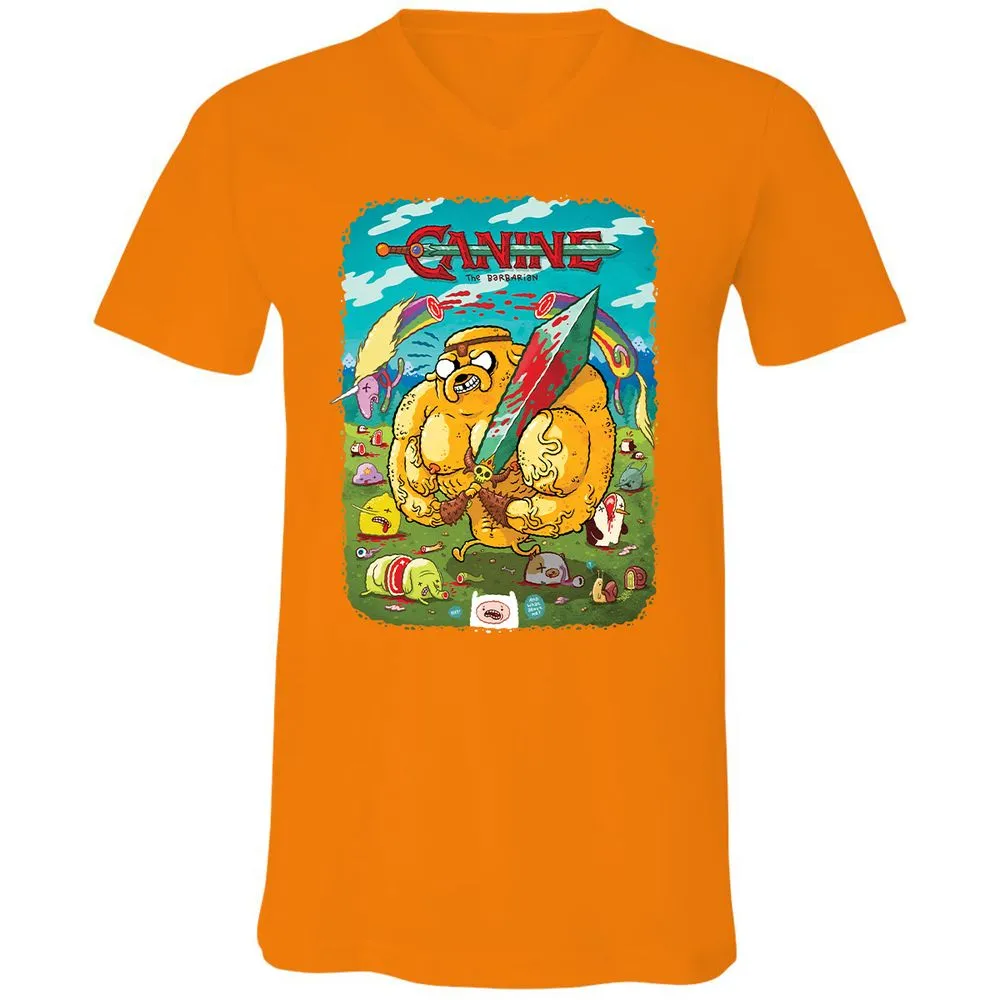 Unisex V-Neck T-Shirt - 4C6LXY9K - Orange - 11
