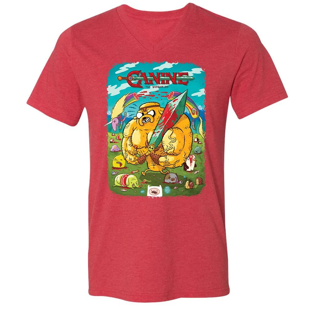 Unisex V-Neck T-Shirt - 4C6LXY9K - Heather Red - 16