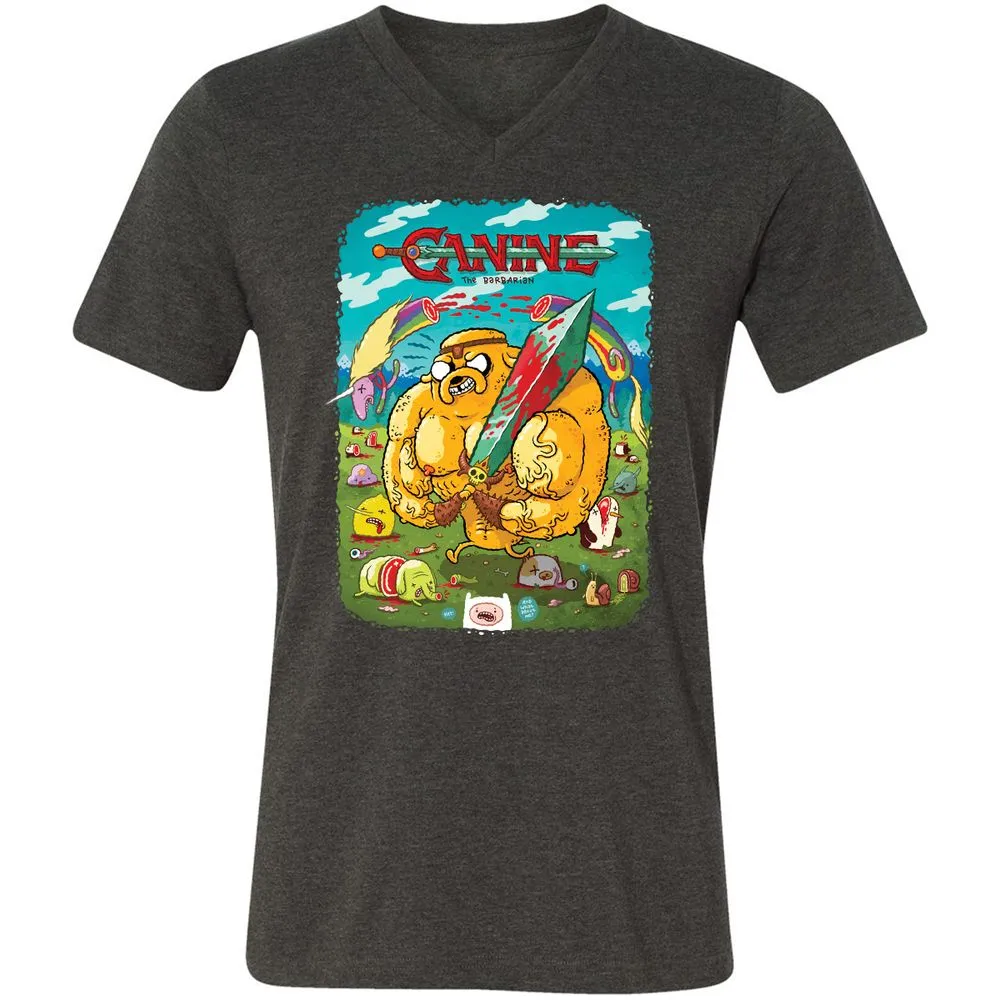 Unisex V-Neck T-Shirt - 4C6LXY9K - Dark Grey Heather - 8