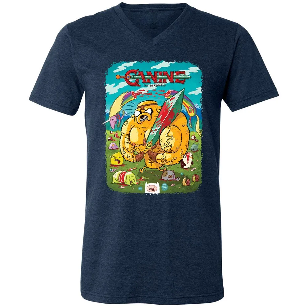 Unisex V-Neck T-Shirt - 4C6LXY9K - Heather Navy - 15