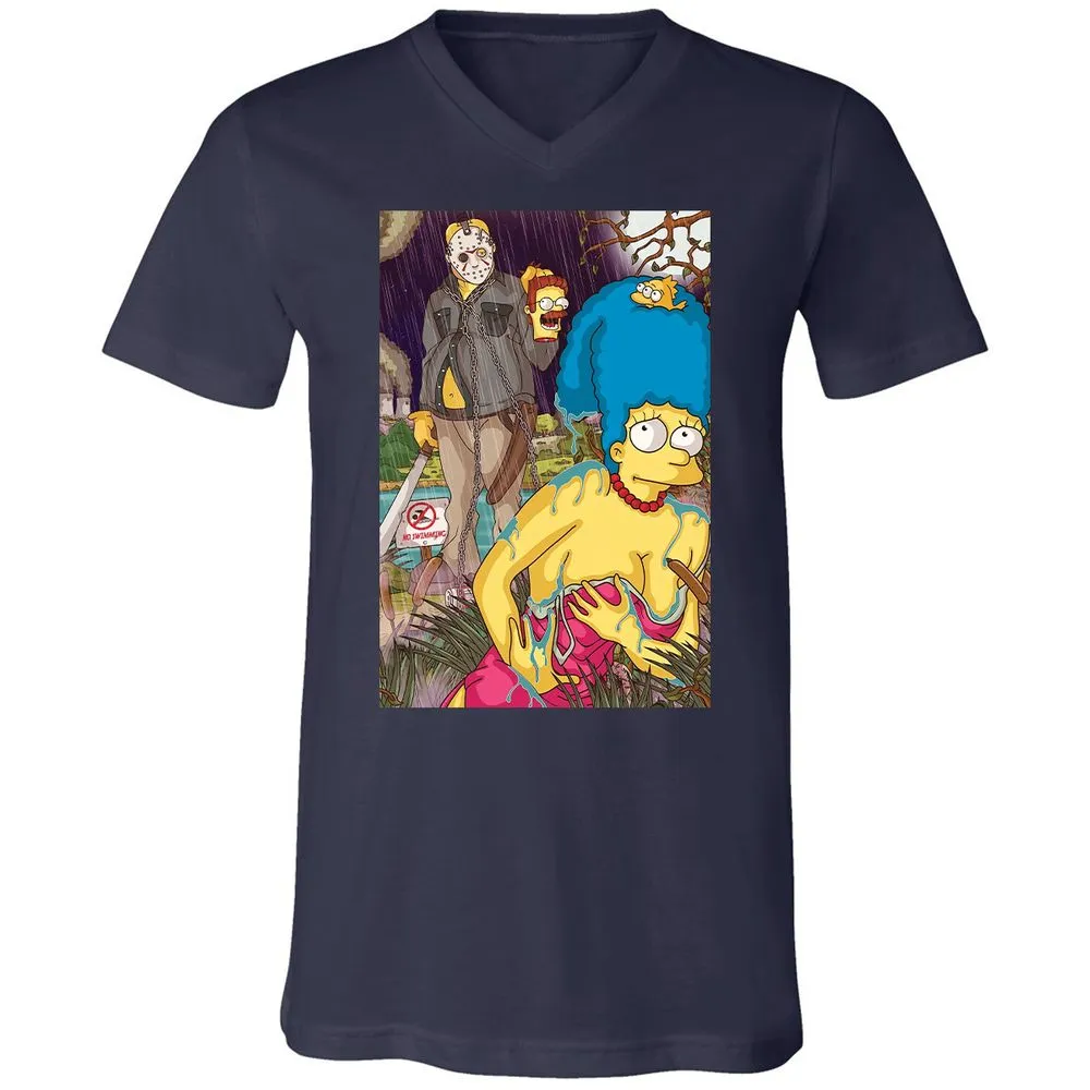 Unisex V-Neck T-Shirt - J6YJGGM2 - Navy - 2