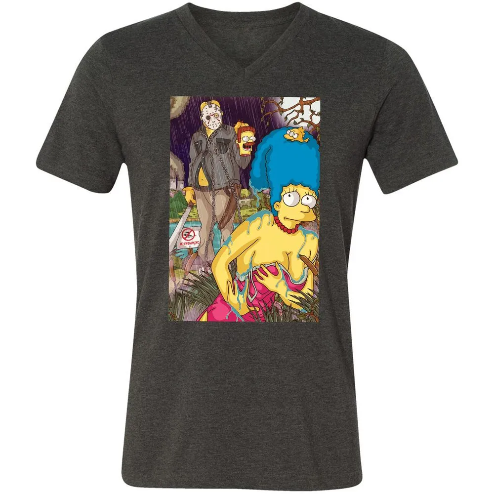 Unisex V-Neck T-Shirt - J6YJGGM2 - Dark Grey Heather - 8