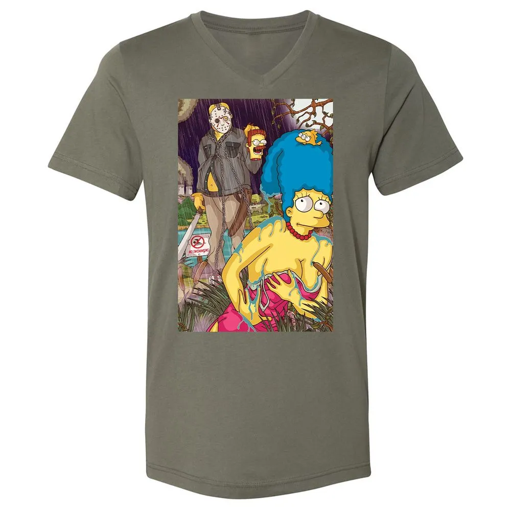 Unisex V-Neck T-Shirt - J6YJGGM2 - Military Green - 10