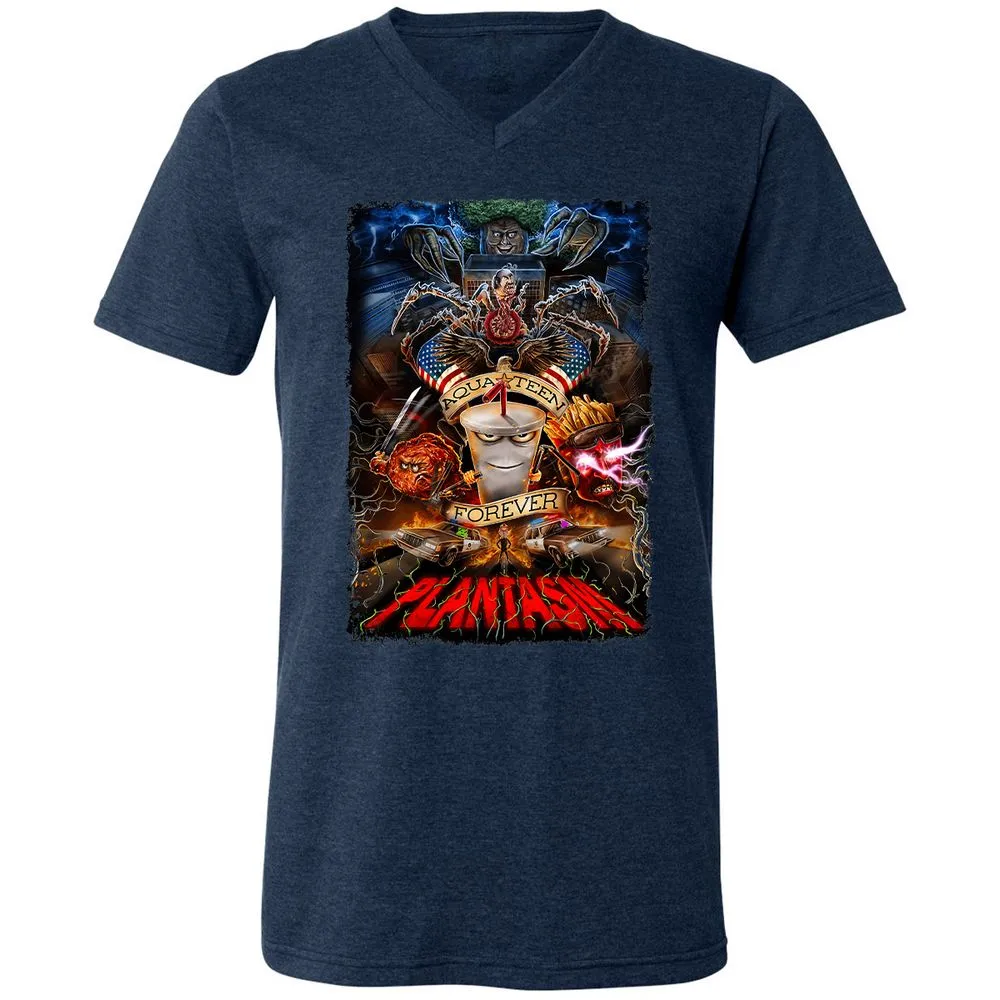 Unisex V-Neck T-Shirt - 76MN11L4 - Heather Navy - 15