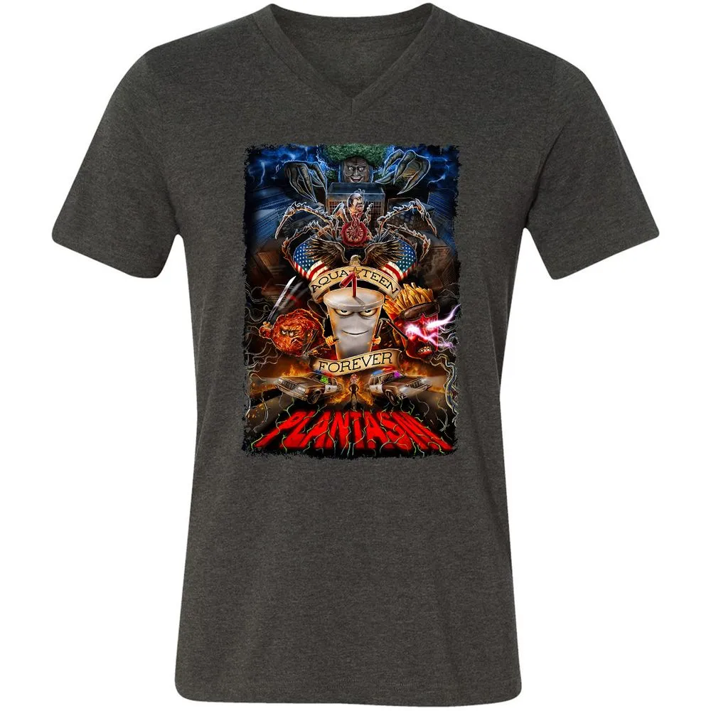 Unisex V-Neck T-Shirt - 76MN11L4 - Dark Grey Heather - 8