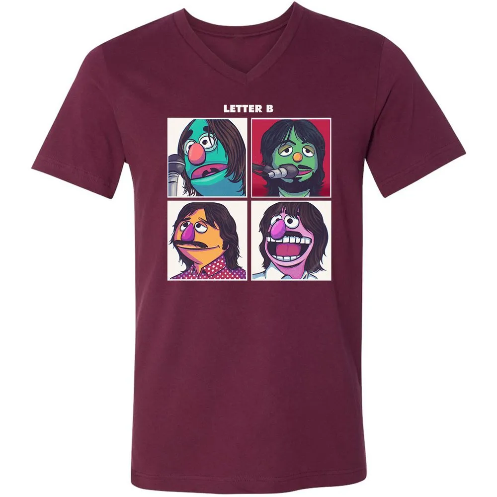 Unisex V-Neck T-Shirt - 4ZWZW9G6 - Maroon - 6