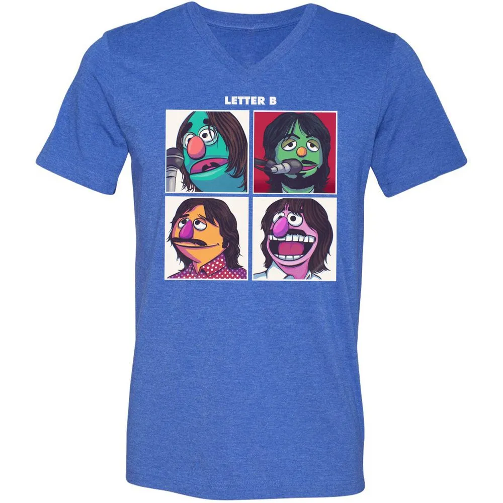 Unisex V-Neck T-Shirt - 4ZWZW9G6 - Heather True Royal - 14