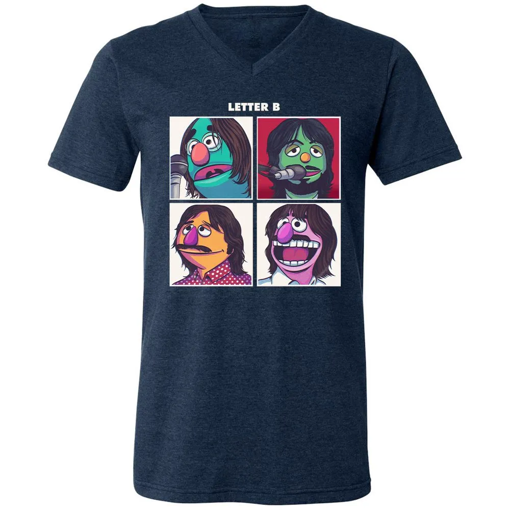 Unisex V-Neck T-Shirt - 4ZWZW9G6 - Heather Navy - 15