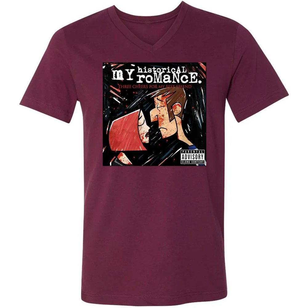 Unisex V-Neck T-Shirt - H61NCCYZ - Maroon - 6