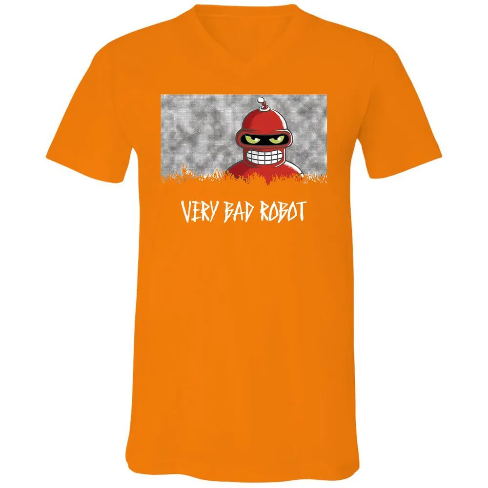 Unisex V-Neck T-Shirt - Black - Orange - 11