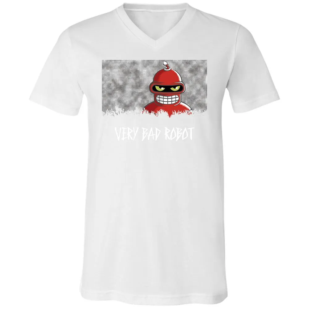 Unisex V-Neck T-Shirt - Black - White - 5