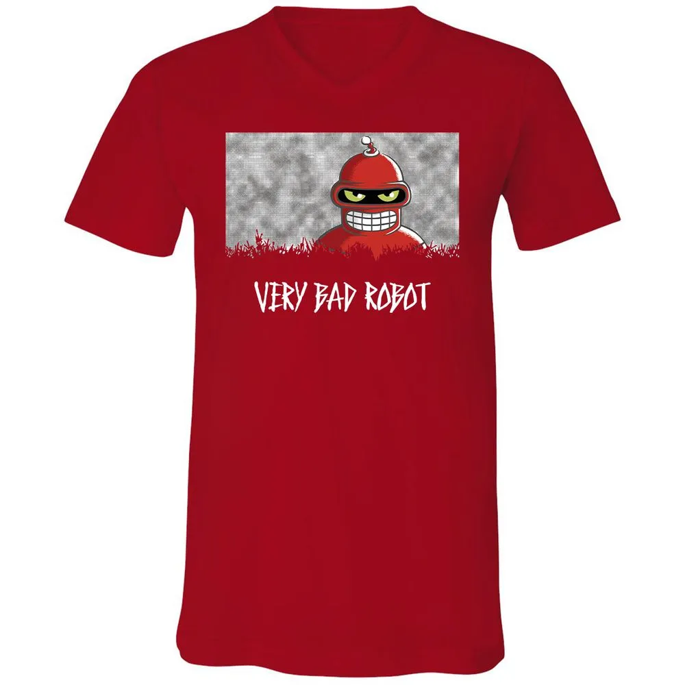 Unisex V-Neck T-Shirt - Black - Red - 3