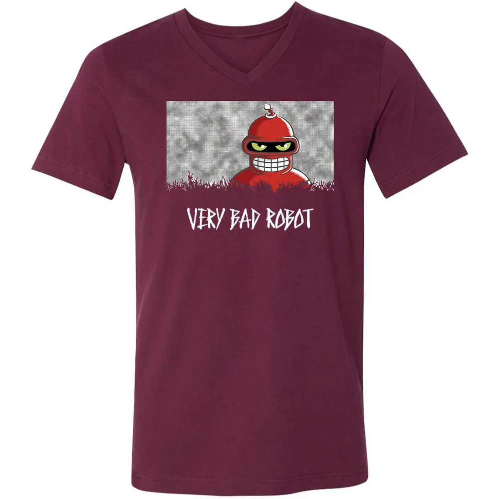 Unisex V-Neck T-Shirt - Black - Maroon - 6