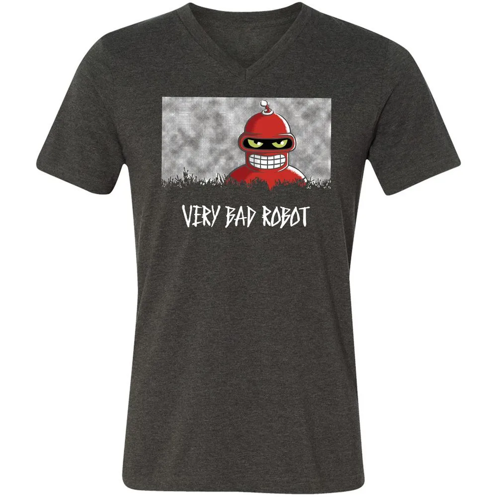 Unisex V-Neck T-Shirt - Black - Dark Grey Heather - 8