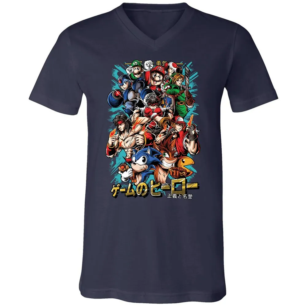 Unisex V-Neck T-Shirt - CK97M7JG - Navy - 2