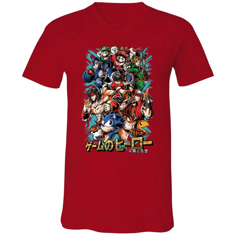 Unisex V-Neck T-Shirt - CK97M7JG - Red - 3