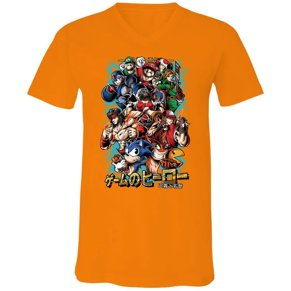 Unisex V-Neck T-Shirt - CK97M7JG - Orange - 11
