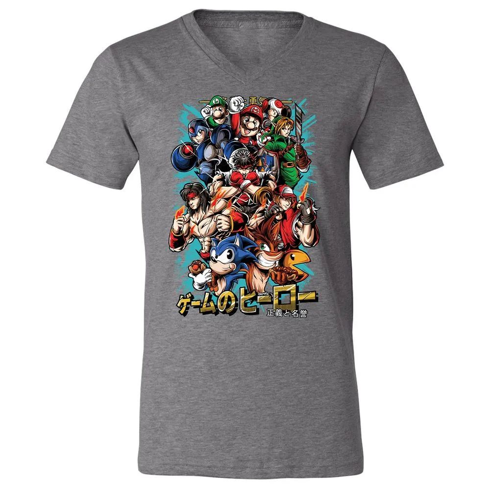 Unisex V-Neck T-Shirt - CK97M7JG - Deep Heather - 13