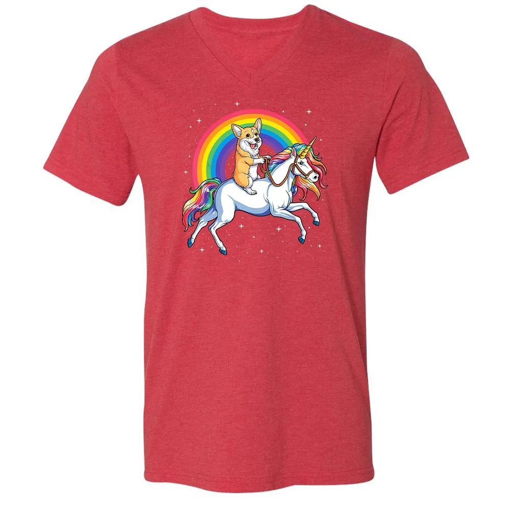 Unisex V-Neck T-Shirt - 8DJY7FKP - Heather Red - 16