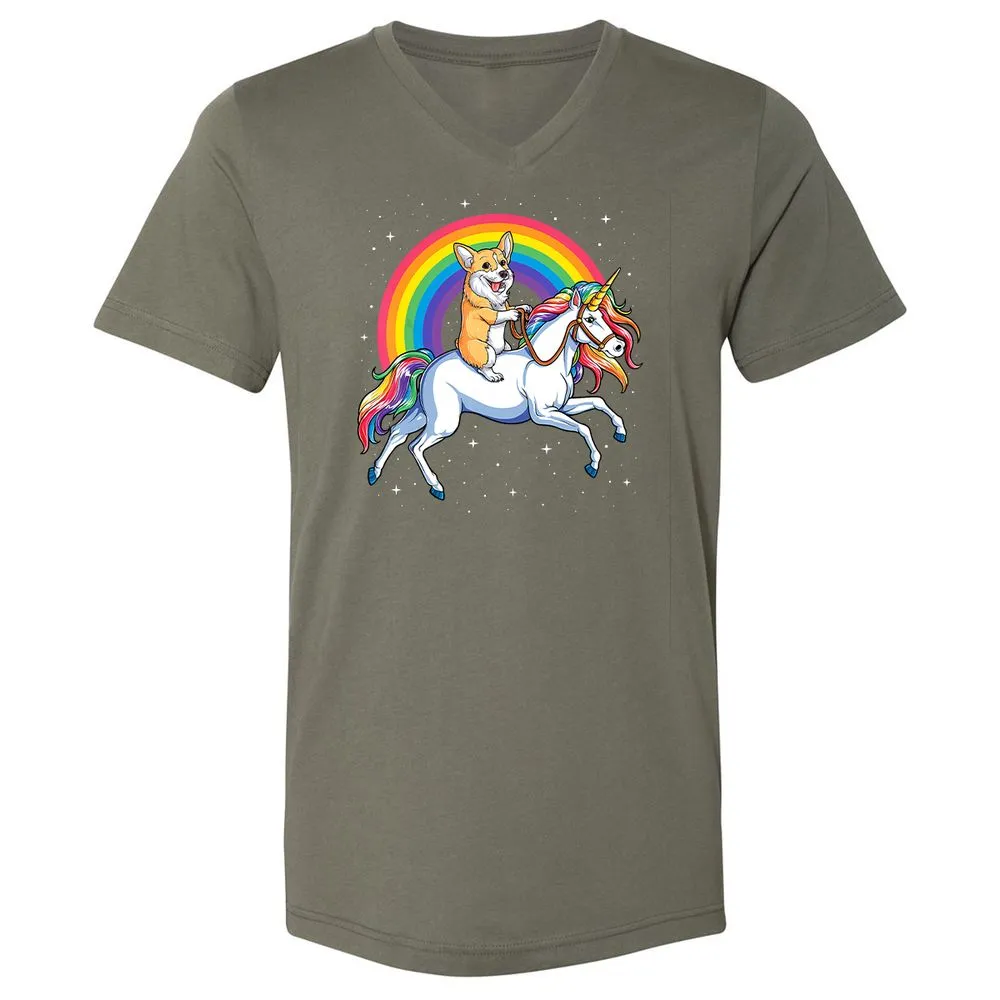 Unisex V-Neck T-Shirt - 8DJY7FKP - Military Green - 10