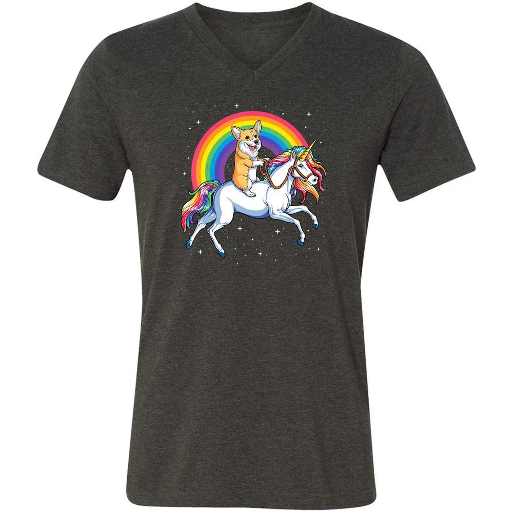 Unisex V-Neck T-Shirt - 8DJY7FKP - Dark Grey Heather - 8