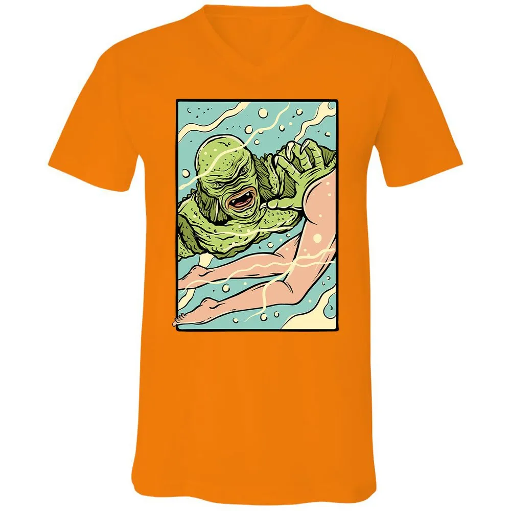 Unisex V-Neck T-Shirt - 6R6AJ4QU - Orange - 11