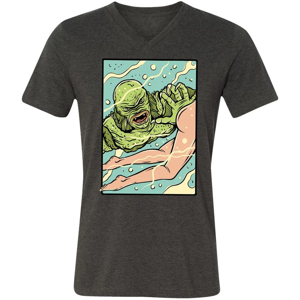Unisex V-Neck T-Shirt - 6R6AJ4QU - Dark Grey Heather - 8