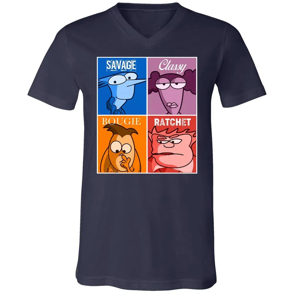 Unisex V-Neck T-Shirt - 4541EUWJ - Navy - 2