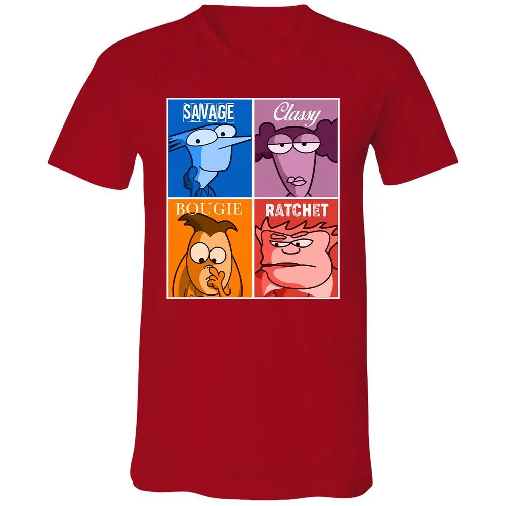 Unisex V-Neck T-Shirt - 4541EUWJ - Red - 3