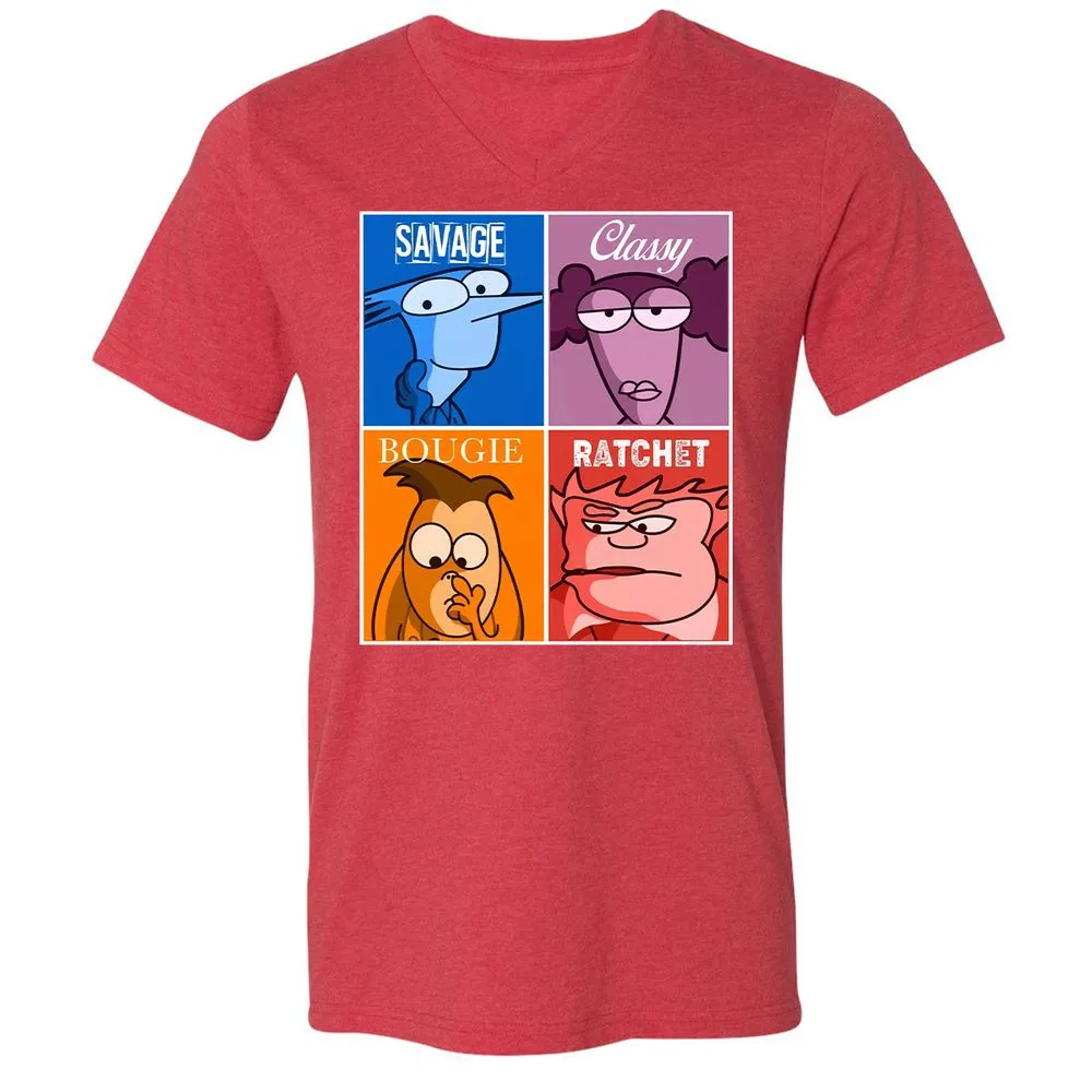 Unisex V-Neck T-Shirt - 4541EUWJ - Heather Red - 16