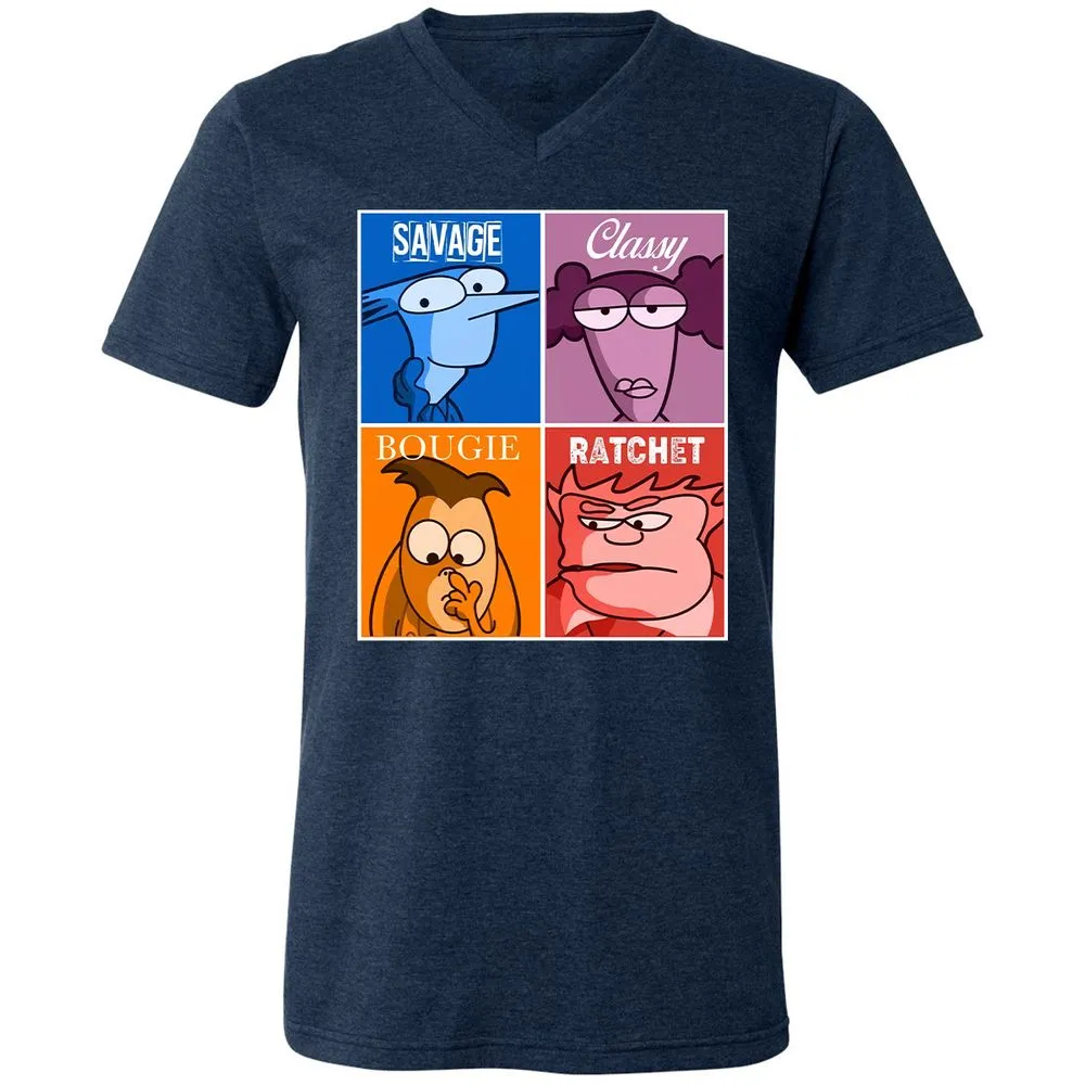 Unisex V-Neck T-Shirt - 4541EUWJ - Heather Navy - 15